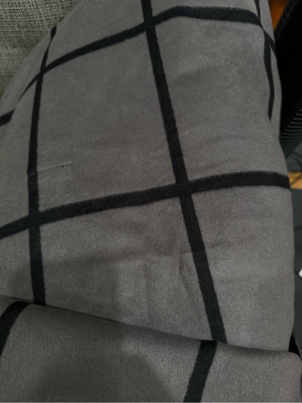 Windowpane Black/Grey Reversible Open Front Ruana Poncho - Picture 4 of 11